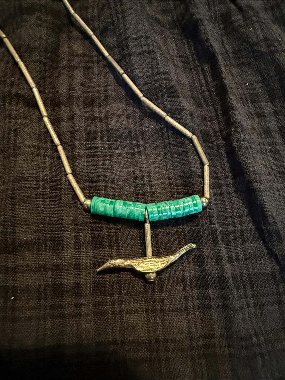 Bird Fetish Pendant Turquoise Necklace